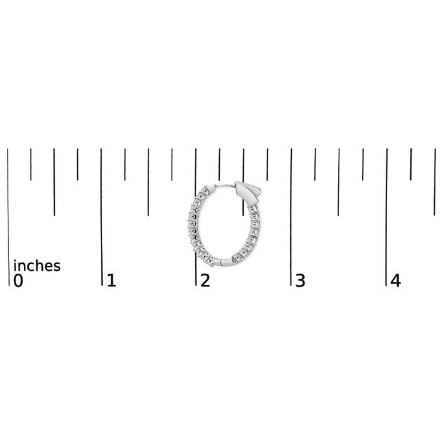 Early 21st Century 14K White Gold 1.0 Cttw Oval Lab Grown Diamond Hoop Earrings For Sale - Image 5 of 5