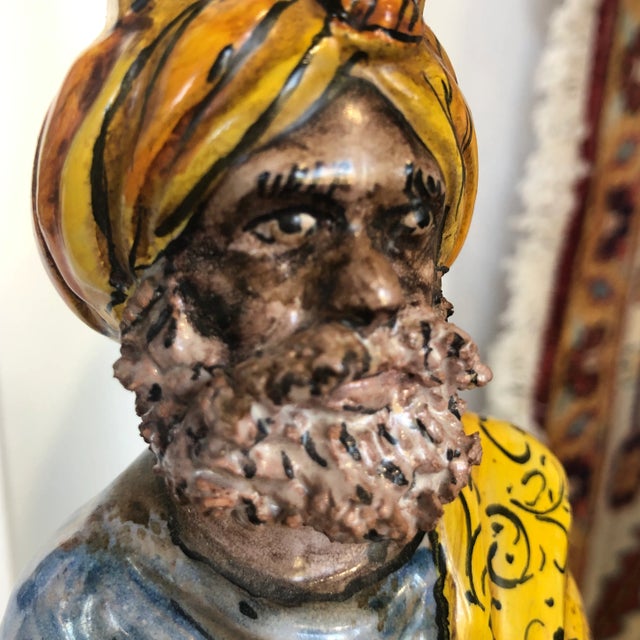 Ruby Red Vintage Italian Hand Painted Ceramic Royal Figure - Holiday Decor For Sale - Image 8 of 12