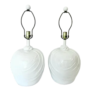 Vintage Round Faux Draped Lamps- a Pair