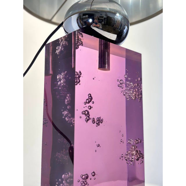 Amethyst Colored Acrylic and Chrome Table Lamp, Italy, 1970 For Sale - Image 15 of 18