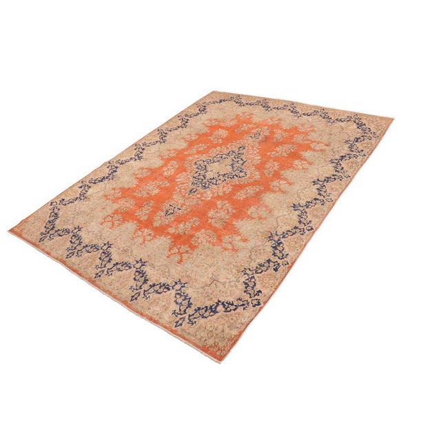 Shabby Chic Shabby CHic 1990's Vintage Orange/Blue Wool Rug - 9'8'' X 12'11'' For Sale - Image 3 of 10