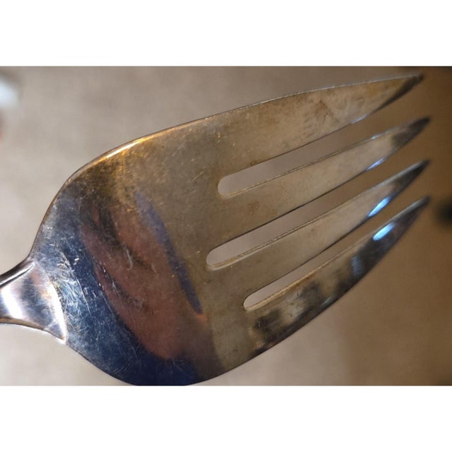Metal Wm. Rogers & Son Vintage 8.5" Silverplate Serving Fork Floral Pattern For Sale - Image 7 of 9