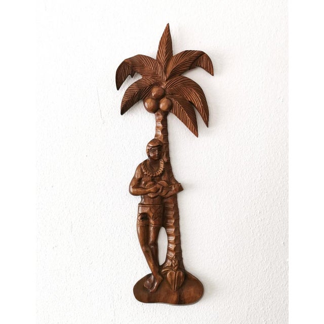 Brown Vintage Palm Tree Wall Relief, 1950s For Sale - Image 8 of 8