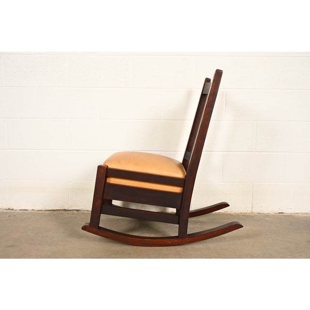 Brown L. & J. G. Stickley Antique Mission Arts & Crafts Mahogany Rocking Chair, Circa 1902 For Sale - Image 8 of 10