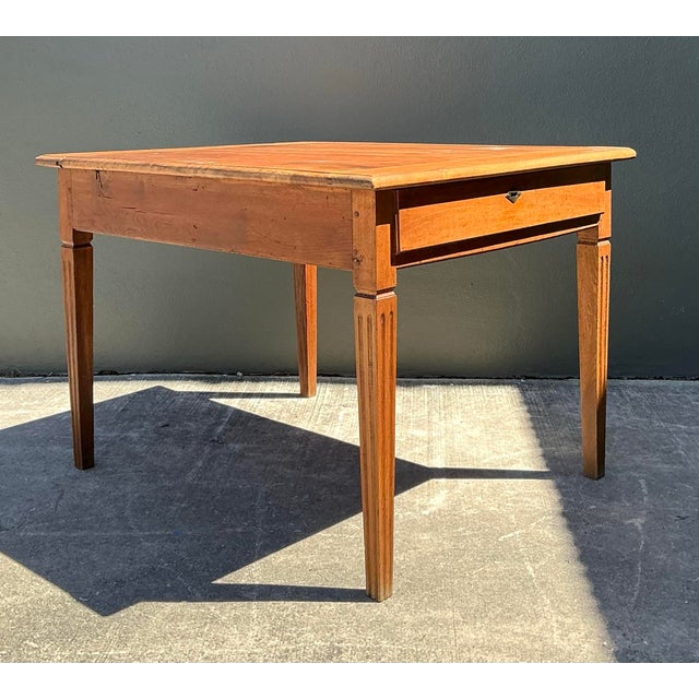 Vintage Boho Patinated Two Drawer Farm Table For Sale - Image 12 of 12