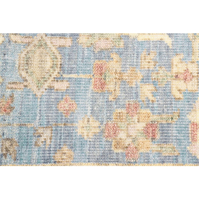 Pasargad Home Oushak L. Blue Wool Area Rug- 8'11'' X 11'11'' For Sale - Image 4 of 5