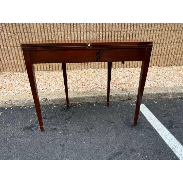 Baker Furniture Company Late 20th Century Baker Furniture Neoclassical Style Mahogany Inlaid Marquetry Console Table For Sale - Image 4 of 12