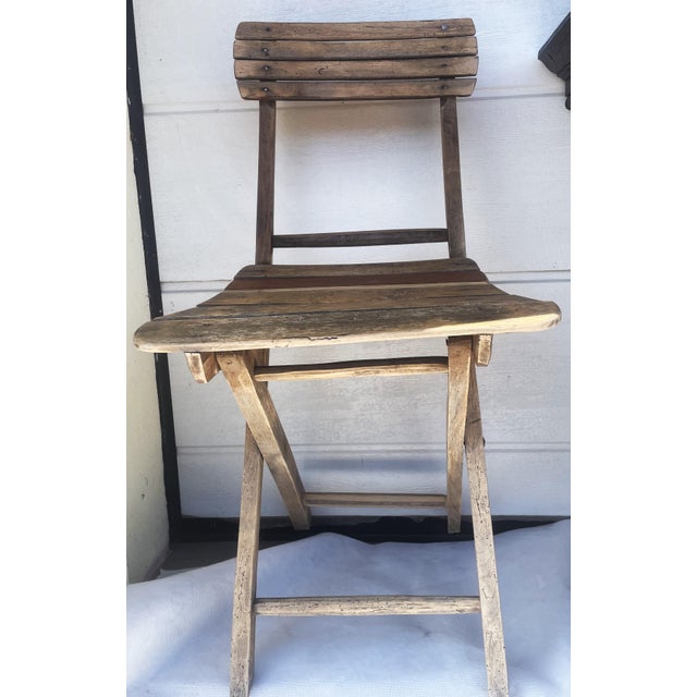 Rustic Folding Wooden Chair 1950s For Sale - Image 16 of 16