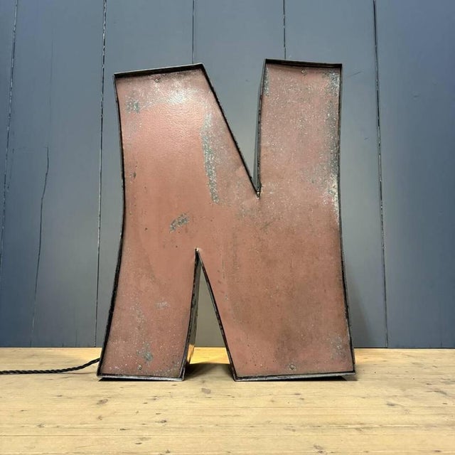 Large Zinc Letter N with Lighting, America For Sale - Image 3 of 16