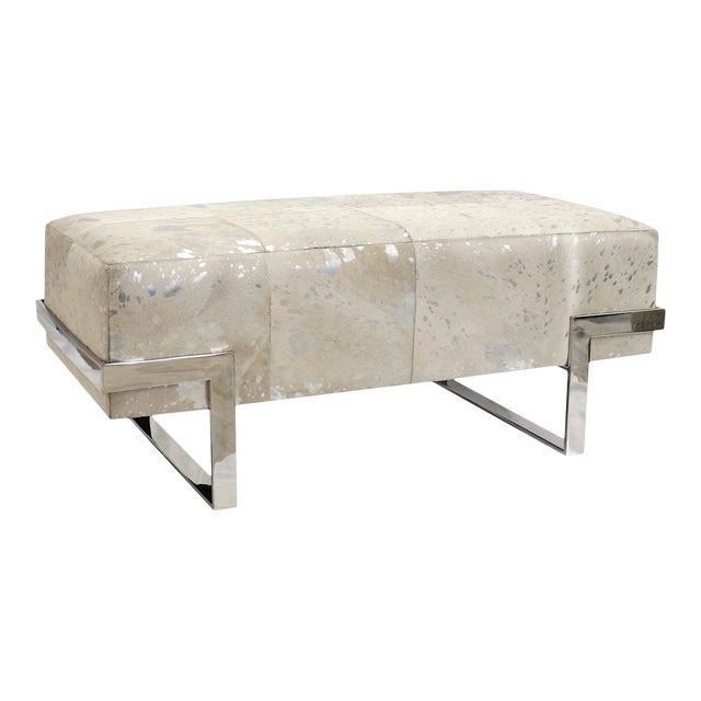 Pasargad Home Safari St. Steel Frame Cowhide Bench For Sale