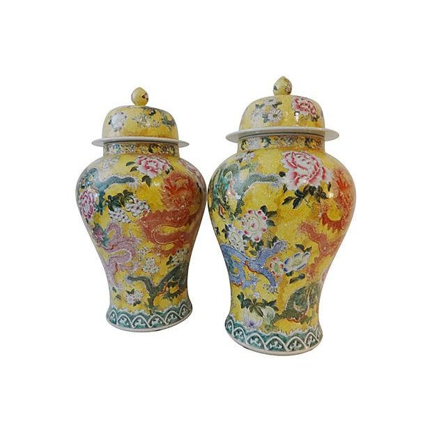 LG Imperial Yellow Ginger Jars, Pair Chairish