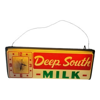 Mid 20th Century Deep South Milk Light-Up Advertising Clock by the Countryman Co. For Sale