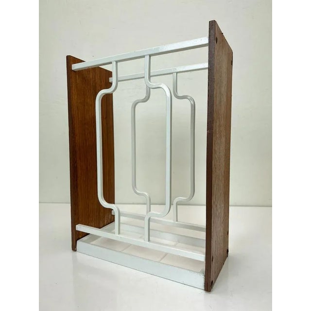 Tan Bauhaus Umbrella Stand in Wood and Cast Iron, 1960s For Sale - Image 8 of 9