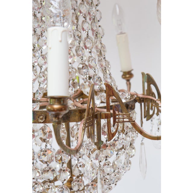Large Art Nouveau Swedish Glass Chandelier, 1890s For Sale - Image 6 of 11