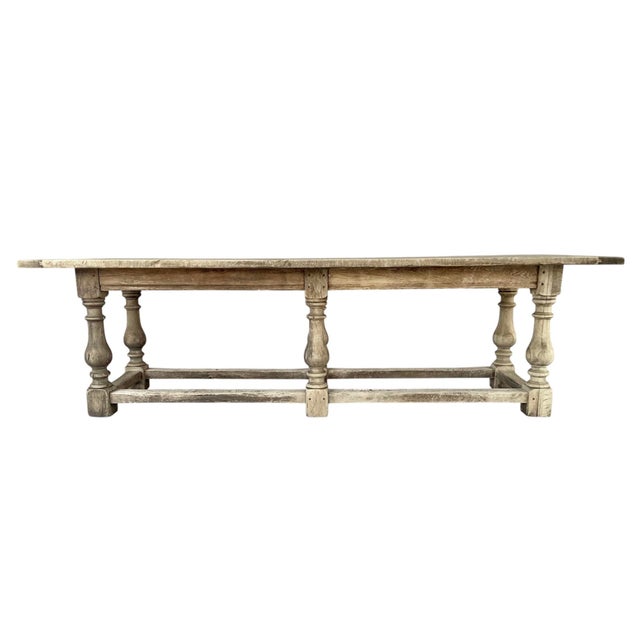Brown English Jacobean Style Bleached Oak Dining Table, Late 19th Century For Sale - Image 8 of 11
