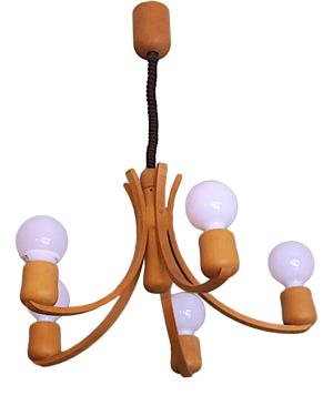 Danish Variable Height Chandelier with Five-Arms from Domus, 1970s