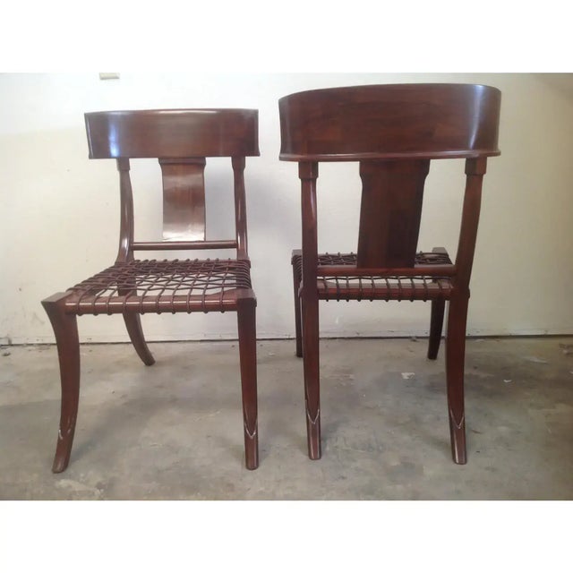 Modern Modern Walnut Klismos Style Chairs - a Pair For Sale - Image 3 of 5