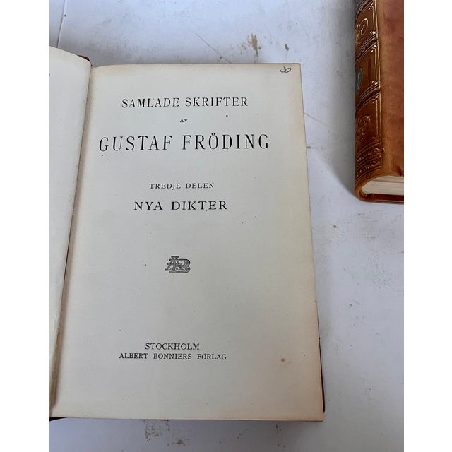 Antique Gustaf Froding Leather Bound Poetry Volumes From Sweden - Set of 2 For Sale In Dallas - Image 6 of 11