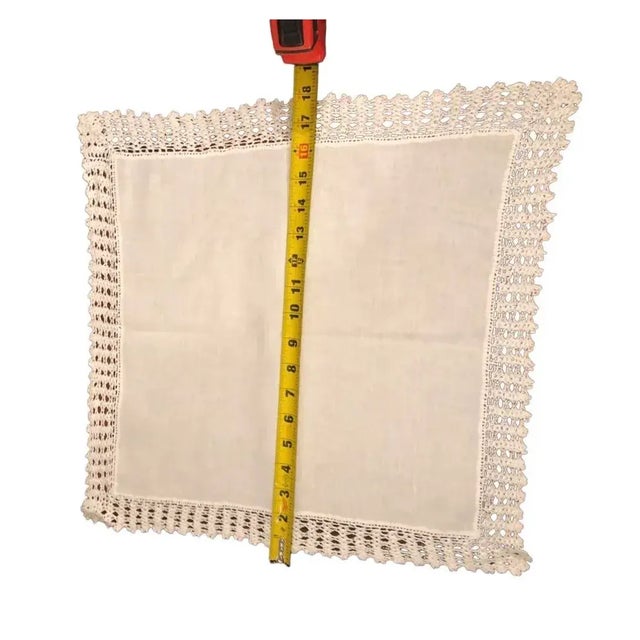1970s Vintage Gorgeous Hand Lace Trimmed Fancy Dinner Napkins- Set of 3 For Sale - Image 5 of 15