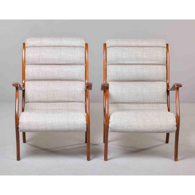 Mid-Century Modern Italian Mid-Century Walnut Lounge Chairs by Longhi, Milan - Pair For Sale - Image 3 of 12