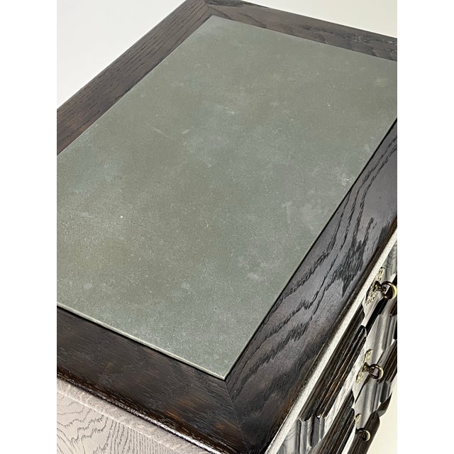 Wood Vintage Link-Taylor Espanol Slate-Top Oak Nightstand For Sale - Image 7 of 12