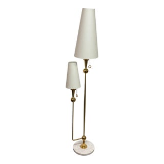 Jonathan Adler Caracas Brass Double Light Floor Lamp For Sale