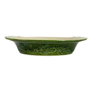 1990s Appolia French Ceramic Green Holy Berry Serving Dish