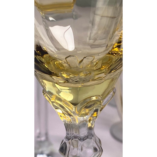 Fostoria Vintage Fostoria Topaz Depression Glass Stemware Set - 21 Pieces For Sale - Image 4 of 14