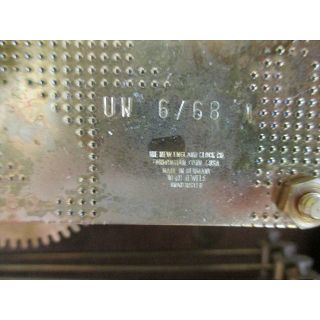 Lg Vintage Mantle New England Clock Pillar and Scroll Westminster Chimes Clock German Movement 8 Day Wind For Sale - Image 13 of 18