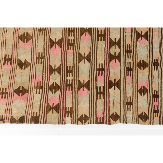 1950s 1950s Muted Brown and Beige Tribal Flatweave Rug For Sale - Image 5 of 10