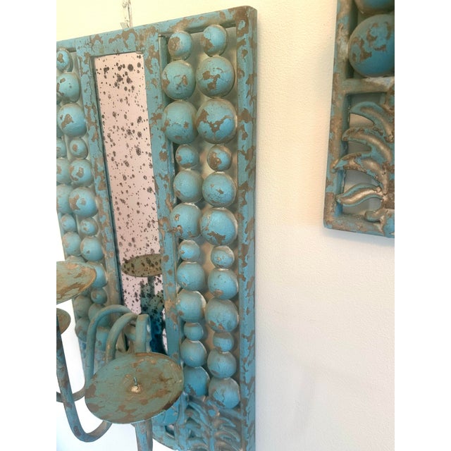 Vintage Iron Candle Wall Sconces - A Pair For Sale - Image 4 of 12