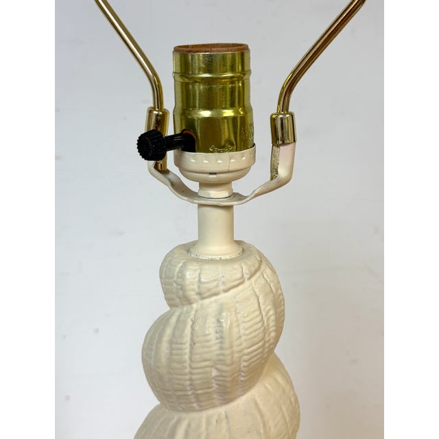 1980s Hollywood Regency Spiral Seashell Form Plaster Table Lamps - a Pair For Sale - Image 9 of 15