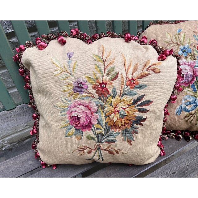 A Set of Antique Aubusson Tapestry Pillows For Sale In Los Angeles - Image 6 of 8