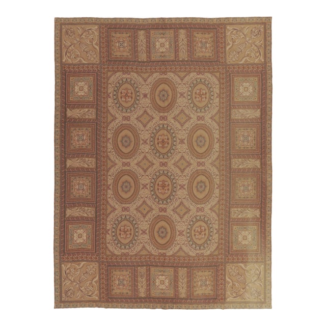 Vintage Aubusson Style Needlepoint Rug With Bold Floral Medallions - Rug & Kilim For Sale