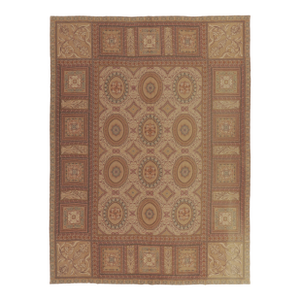Vintage Aubusson Style Needlepoint Rug With Bold Floral Medallions - Rug & Kilim