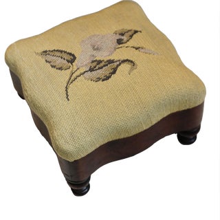 1960s Vintage Scalloped Wooden Paragon Footstool With Bun Legs Small For Sale