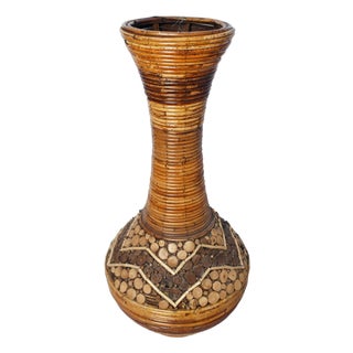 Large Rattan Vase, 1970s For Sale