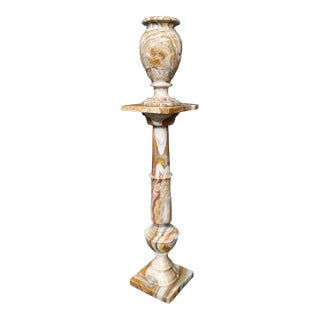 Italian Style Onyx Pedestal With Urn For Sale