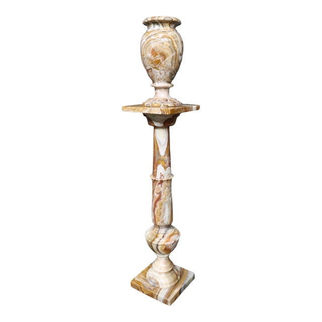Italian Style Onyx Pedestal With Urn For Sale