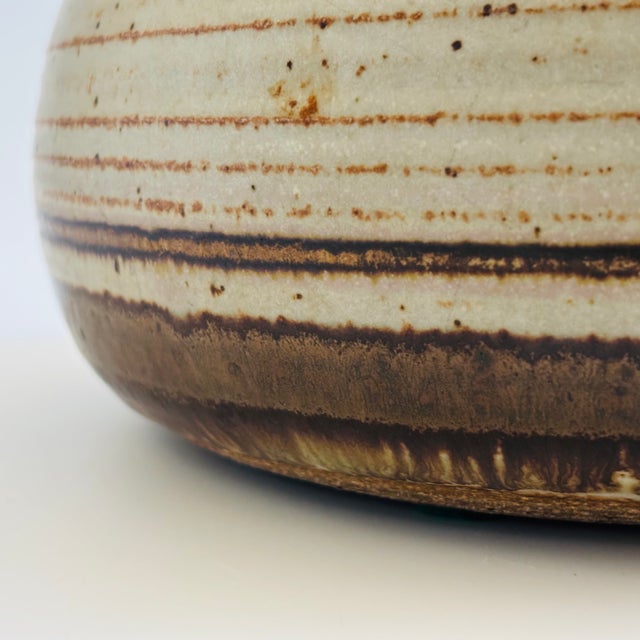 Ceramic Large Speckled Gray Studio Pottery Bowl For Sale - Image 7 of 10