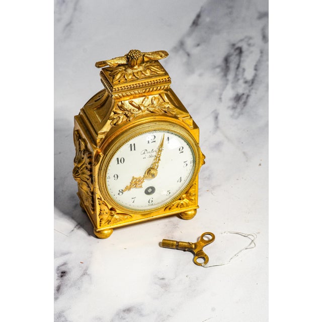 French Amazing Antique French Gold Ormolu Bronze Mantel Clock Mougin Dutertre Paris Louis XVI Neoclassical Style Home Decor For Sale - Image 3 of 16