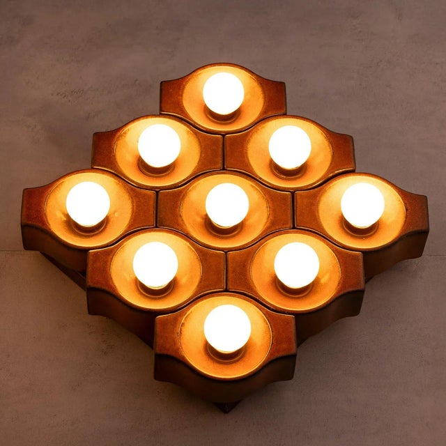 Mid-Century Wall Light or Ceiling Lamp in Brown Ceramic by Cari Zalloni for Leola, 1960s For Sale - Image 13 of 16
