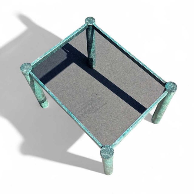 Metal Postmodern Sculptural Metal and Smoked Glass Side Table, 1980s For Sale - Image 7 of 17