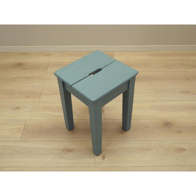 Blue Danish Pine Stool, 1950s For Sale - Image 8 of 14