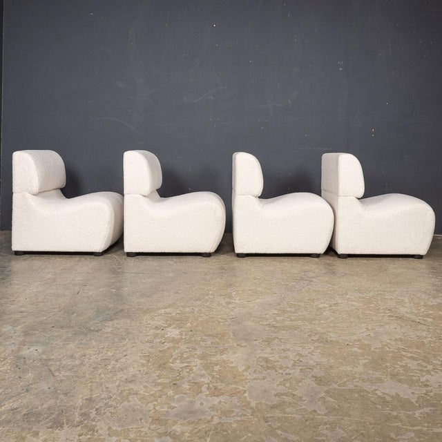 Lounge Chairs in Cream Bouclé, 1980, Set of 4 For Sale - Image 6 of 16