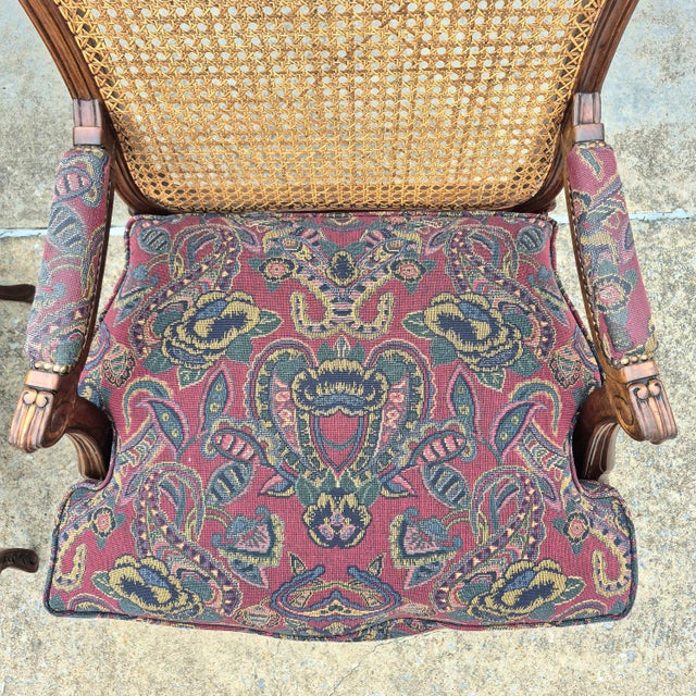 Late 20th Century Louis XV Carved Walnut Cane Back Arm Chairs Fauteuils, a Pair For Sale In Washington DC - Image 6 of 18