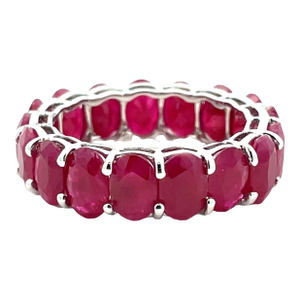 14k White Gold Natural Ruby Eternity Band, Size 6.5