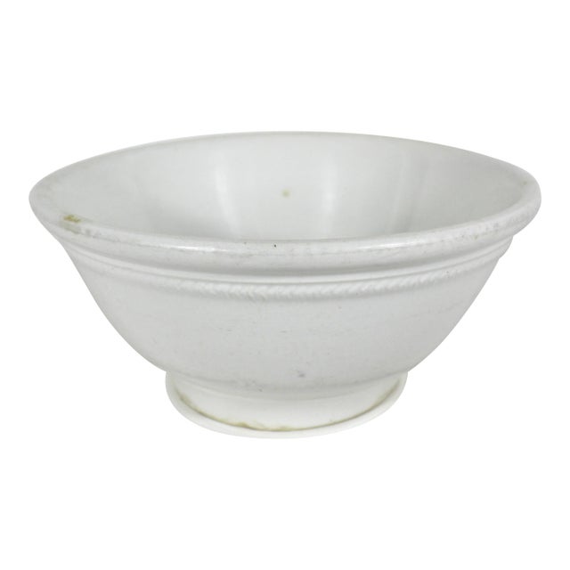 Antique 11” White Ironstone Mixing Bowl Dresden White Granite Country Farmhouse Made in Usa For Sale