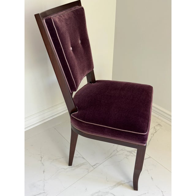 Mid 20th Century French Moderne Dining Chairs in Aubergine Mohair- Set of 8 For Sale - Image 13 of 16