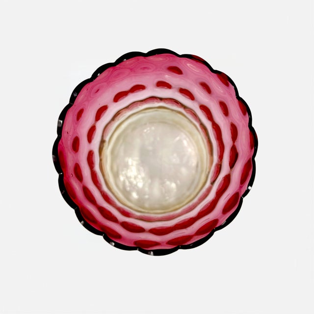 Glass Antique Amberina Glass Celery Vase – Victorian Inverted Thumbprint For Sale - Image 7 of 9
